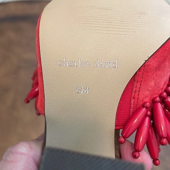 Charles David Women's Red Hottie Block Heel Sandals Size 6 M NEW WITHOUT BOX - Picture 6 of 6